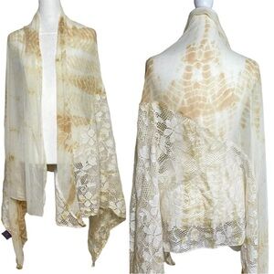 Elegant Cream and Tan Lace Scarf